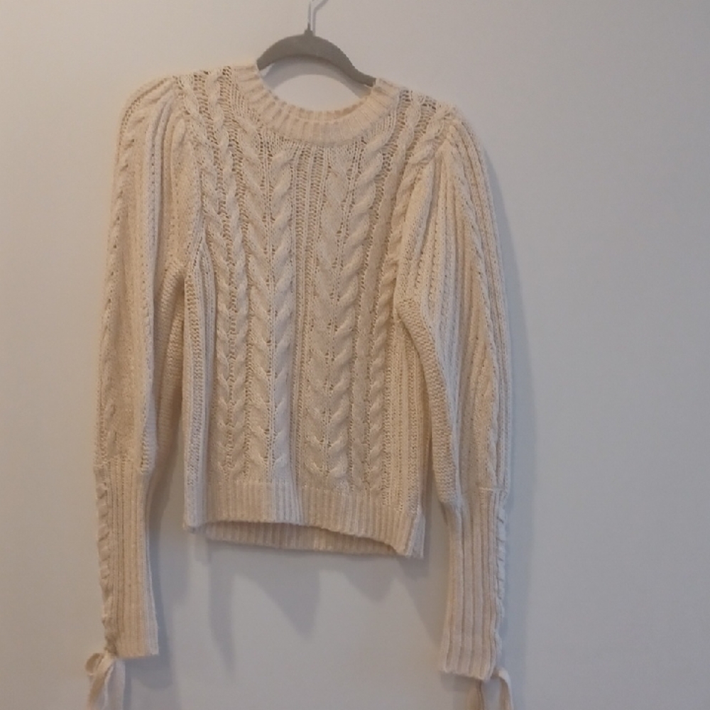 525 America Cream Cable Knit Crew Sweater